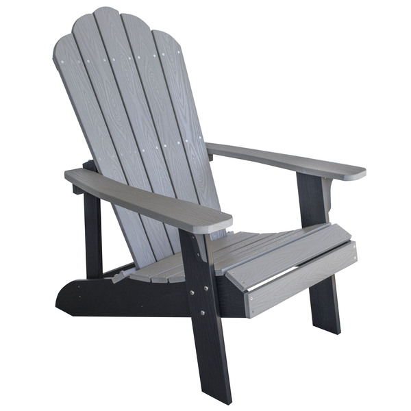 Amerihome Simulated Wood Outdoor Two Tone Adirondack Chair, Gray w/ Black ADCHAIR2